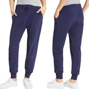 EUC Athleta City Jogger Navy Blue JERSEY LINED Pants 4 Pockets Women's Size 8P